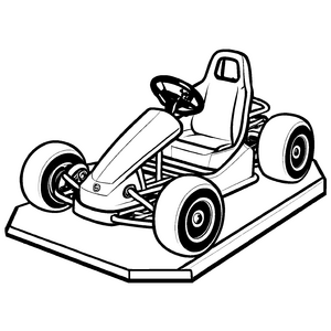 Futuristisches Go-Kart mit coolem Fahrer im spannenden Rennen Ausmalvorlage für kreative Draufgänger