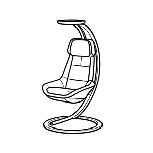 Futuristischer Schwingsessel mit schwebendem Sitz Ausmalbild für neugierige Traumdesigner