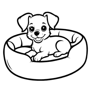 Spannendes Hundekörbchen-Ausmalbild für Groß und Klein