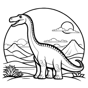 Wundervoller Diplodocus unter funkelnden Sternen Malvorlage für kleine Naturforscher