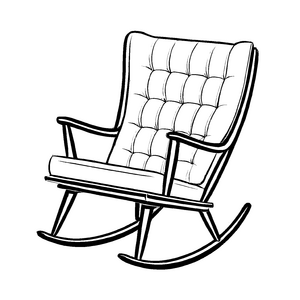 Eleganter Schwingsessel mit stilvollen Armlehnen Ausmalmotiv für fantasievolle kleine Innenarchitekten