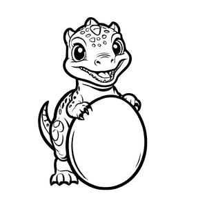 Fröhlicher Carnotaurus mit bunter Frisbee Malvorlage für kleine Sportskanonen