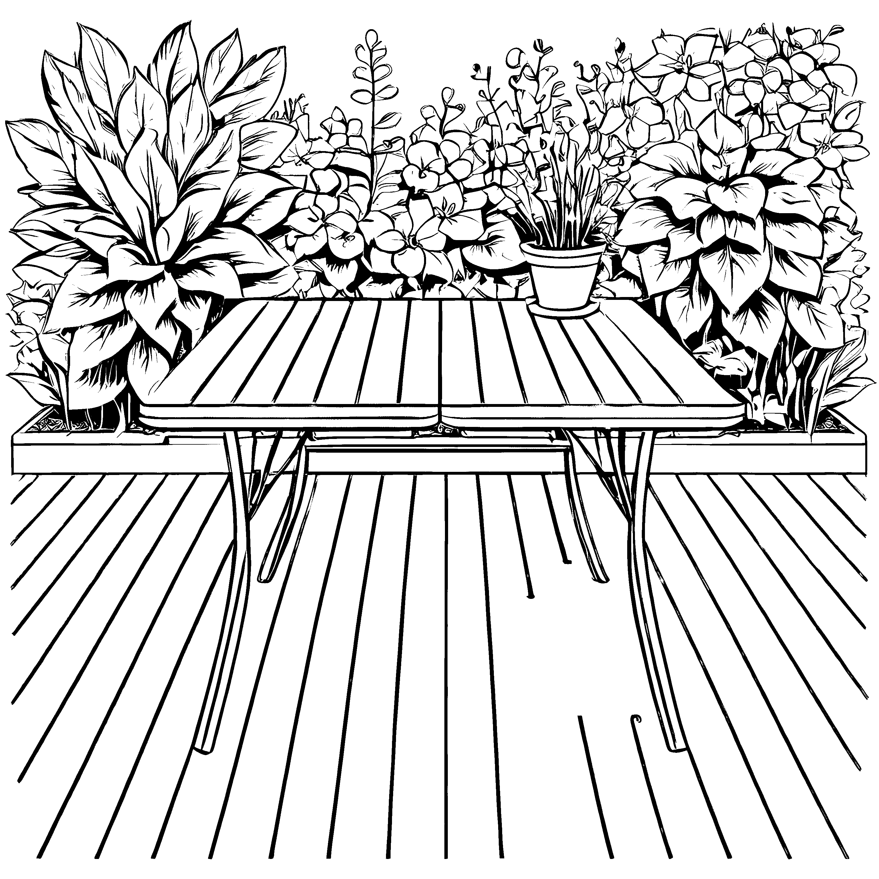 Interessante Gartentische-Malvorlage für die ganze Familie