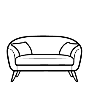 Modernes Designer-Sofa ohne Dekoration Ausmalvorlage für einfallsreiche Möbelkünstler und junge Raumvisionäre