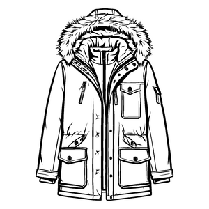 Stylische Herrenjacke mit modischem Kunstfellkragen Malvorlage für trendige junge Entdecker