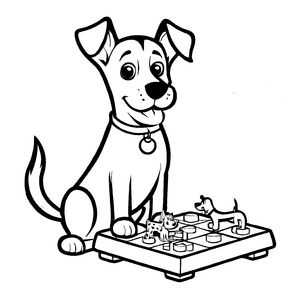 Liebevolle Hundespielzeug-Malvorlage für kreative Momente