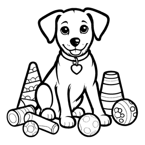 Fantastisches Hundespielzeug-Ausmalbild für kleine Künstler