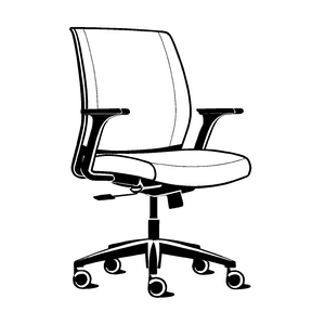 Moderner Bürostuhl mit praktischen Rollen Ausmalmotiv für coole Designer