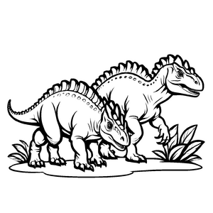 Schützender Pachycephalosaurus mit seinem jungen Freund Malvorlage für neugierige Dino-Entdecker