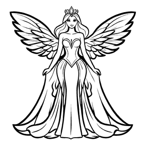 Fantasievolles Hochzeitskleid mit glitzernden Sternelementen Malvorlage für zauberhafte Traumfänger