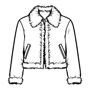 Elegante Damenjacke mit kuscheligem Kragen Ausmalbild für stilbewusste Nachwuchsdesigner
