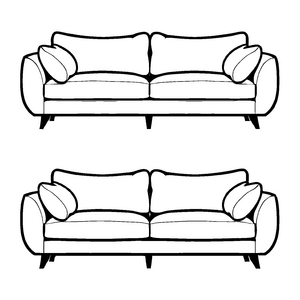 Zwei stilvolle Sofas mit gemütlichen Kissen Malvorlage für kreative Wohnträumer