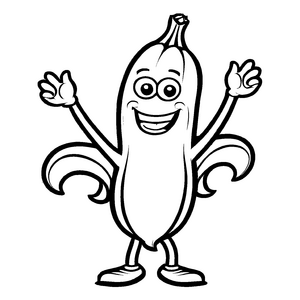 Fröhliche Banane mit strahlenden Sternen Malvorlage für kreative Traumbastler