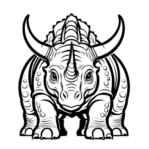 Majestätischer Triceratops mit imposanten Hörnern Ausmalbild für kleine prähistorische Entdecker