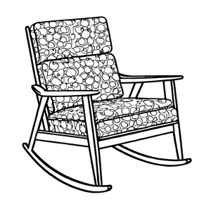Zeitgemäßer Schaukelstuhl mit buntem Punktmuster Ausmalbild für kleine Designspezialisten