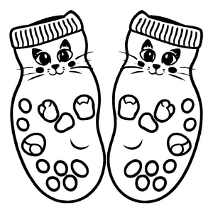 Pfiffige Damen-Socken mit süßen Katzenpfoten Malvorlage für künstlerische Tierfreunde