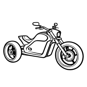 Beeindruckendes Trike mit aufregendem Design und bunten Reifen Ausmalbild für junge Verkehrskünstler