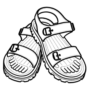 Zwei coole Sandalen mit stylischen Details Ausmalmotiv für trendbewusste Entdecker