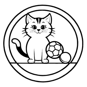 Witzige Katzenspielzeug-Malvorlage für kleine Künstler