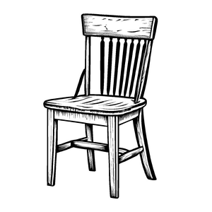 Eleganter Esszimmerstuhl mit rustikalem Holzdesign Ausmalvorlage für kleine Einrichtungsprofis