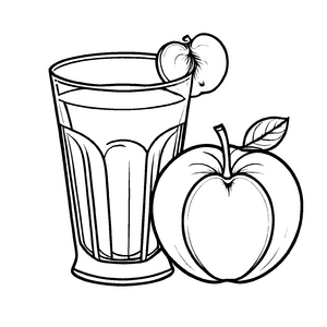Kreativer Apfel neben erfrischendem Glas Malvorlage für fantasievolle Entdecker