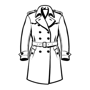 Bezaubernder Trenchcoat mit großen Knöpfen Ausmalbild für kleine Modezauberer