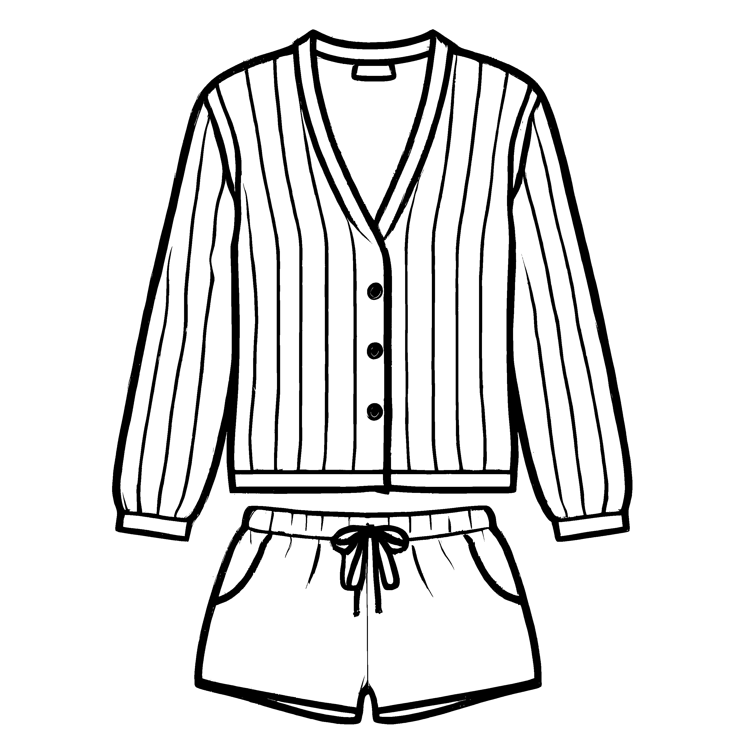 Modisches Damen-Pyjama mit verspieltem Schleifen-Design Ausmalvorlage für stilbewusste Nachteulen