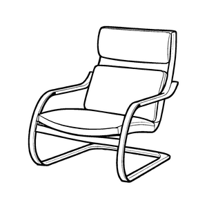 Kreativer Schwingsessel im klaren Design Ausmalvorlage für kleine Möbelkünstler