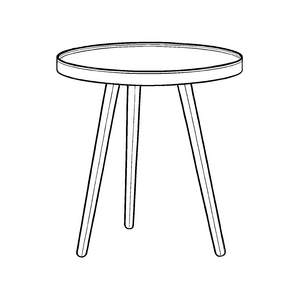 Einfacher runder Beistelltisch mit stilvollem Rahmen Ausmalvorlage für kleine Designliebhaber