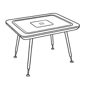 Futuristischer Tisch mit schimmernden Metallbeinen Malvorlage für kleine Designträumer