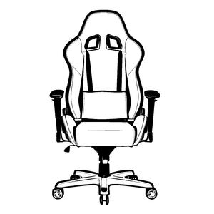 Klassischer Gaming-Stuhl mit schickem Laptop Ausmalvorlage für kreative Spielstrategen