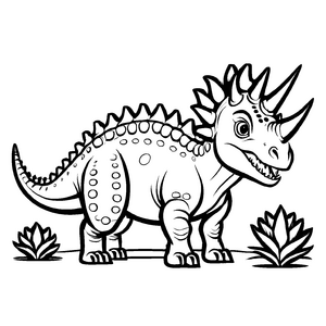 Imposanter Styracosaurus mit bunten Verzierungen Bastelmotiv für neugierige Dino-Entdecker