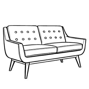 Schlichte weiße Couch mit interessanter Musterung Ausmalvorlage für kleine Designliebhaber