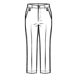 Elegante Damenhose mit modischen Knopfdetails Ausmalbild für stilvolle Kreativhelden