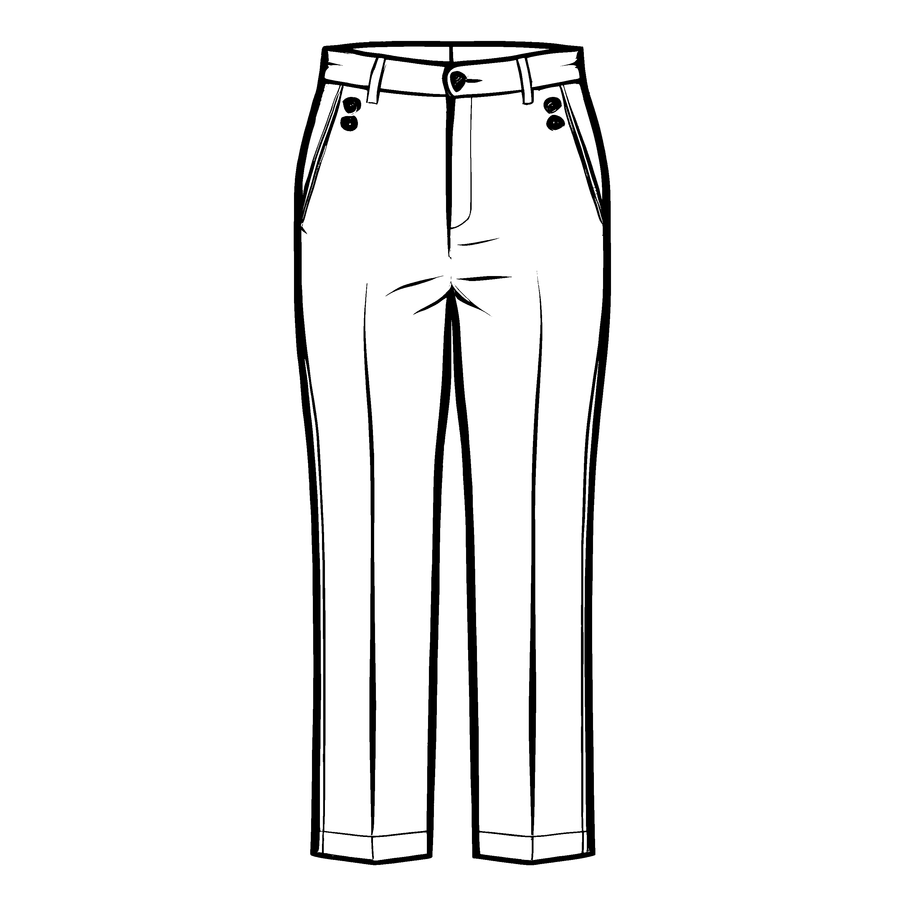 Elegante Damenhose mit modischen Knopfdetails Ausmalbild für stilvolle Kreativhelden