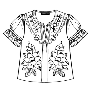 Elegante Damenbluse mit bunten Blumenmotiven Malvorlage für stylische Trendsetter