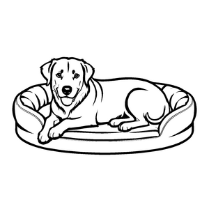 Kindgerechtes Hundekörbchen-Ausmalbild für kreative Momente