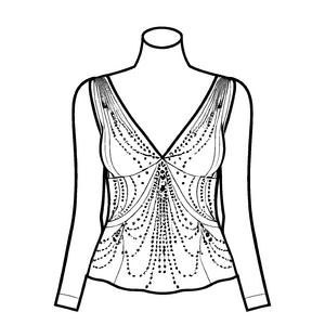 Schicke Damen-Bluse mit funkelndem Perlenmotiv Ausmalbild für stilbewusste Kreativköpfe
