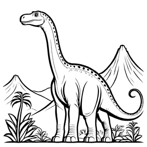 Majestätischer Brachiosaurus neben geheimnisvollem Baum Ausmalbild für neugierige kleinen Entdecker voller Tatendrang