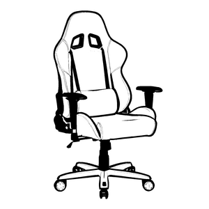 Eleganter Gaming-Stuhl mit praktischem Rollensystem Ausmalbild für leidenschaftliche Gamer und kreative Strategen