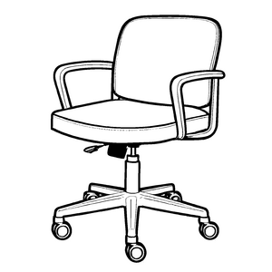 Modern gestalteter Bürostuhl mit schwenkbaren Rollen Malvorlage für fitorientierte Fantasten