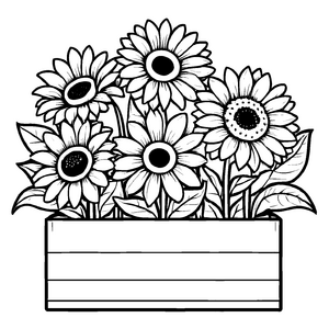 Buntes Blumenkübel-Malbild für den Bastelspaß
