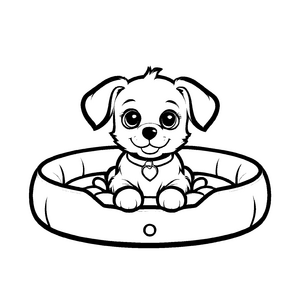 Großartige Hundekörbchen-Malvorlage für kreative Kids