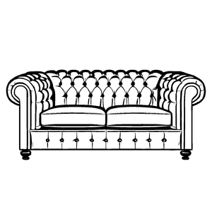 Künstlerisches Zweisitzer-Sofa mit knopfgetufteten Details Malvorlage für einfallsreiche Designertraumfänger
