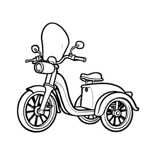 Schickes Trike mit coolen großen Reifen Ausmalbild für abenteuerlustige Entdecker
