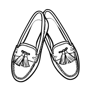 Schicke Slip-On Schuhe mit verspieltem Schleifen-Detail Ausmalvorlage für stilvolle Schuh-Künstler