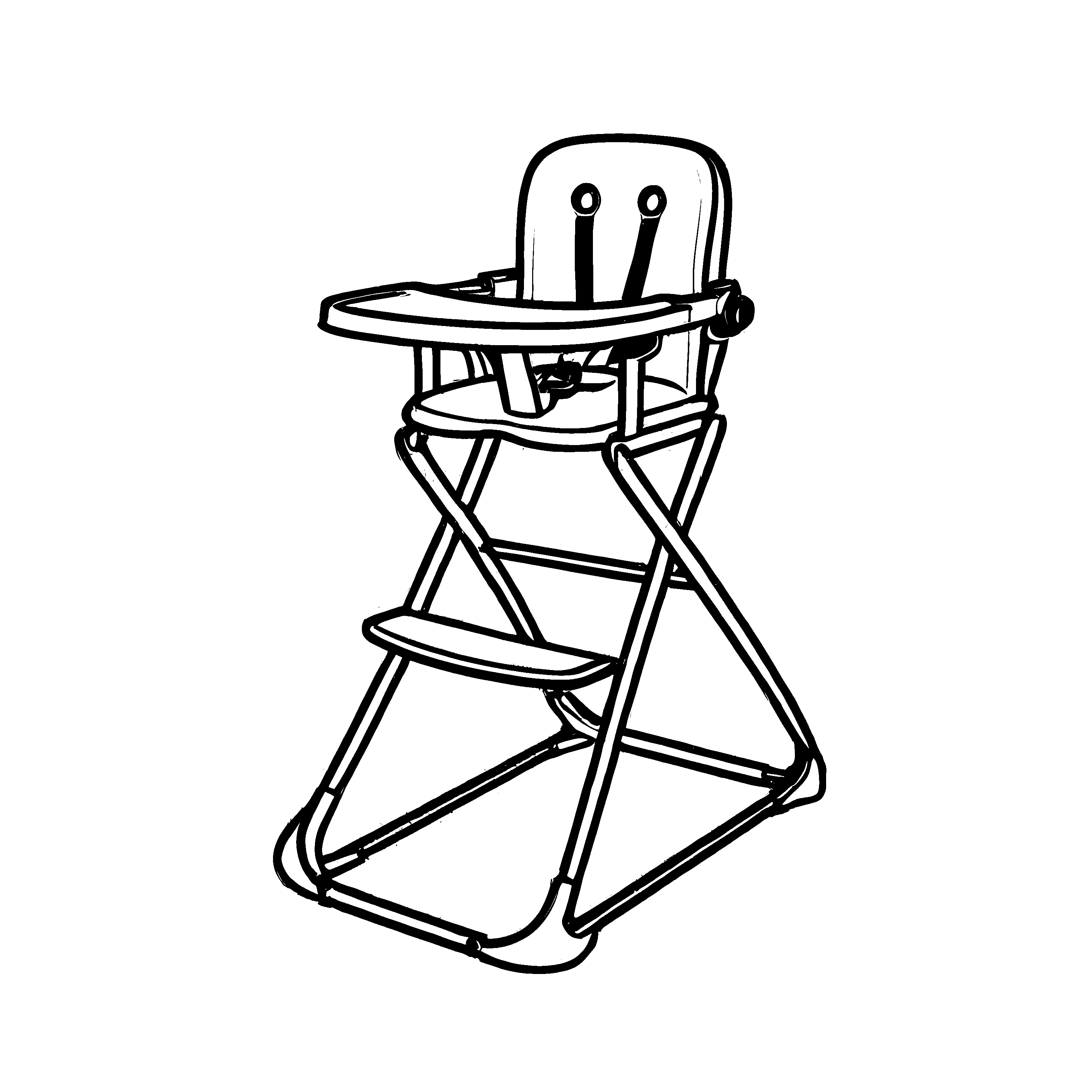 Abenteuerlicher Hochstuhl mit gemütlicher Sitzfläche Ausmalbild für neugierige kleine Esser