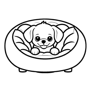 Besonderes Hundekörbchen-Malbild für den Bastelspaß