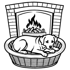Bezauberndes Hundekörbchen-Bastelmotiv zum kreativen Gestalten