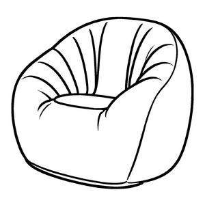 Klassischer Sitzsack in zeitlosem Design Ausmalvorlage für träumerische Gemütlichkeitsfans